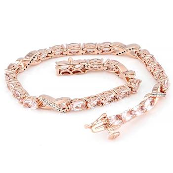 Morganite And White Zircon Tennis Bracelet In 18K Rose Gold Over
Sterling Silver 6.41ctw