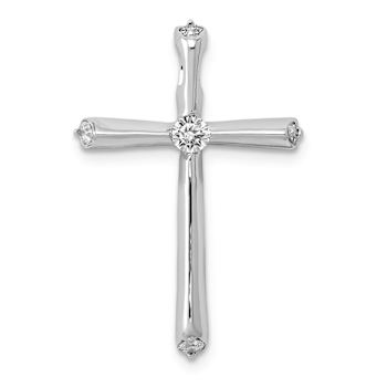 Rhodium Over 14k White Gold Diamond Cross Chain Slide Pendant