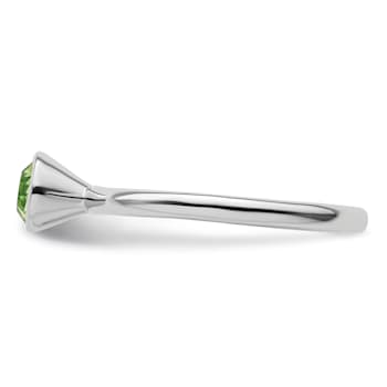 Sterling Silver Stackable Expressions High 5mm Green Crystal Ring