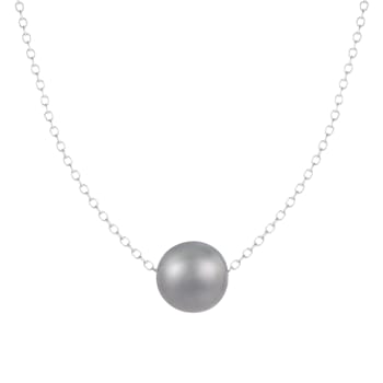 10mm Gray Cultured Freshwater Pearl Sterling Silver Necklace
