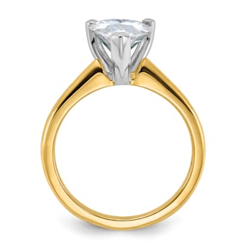 14K Yellow Gold With White Gold Accents 3 1/2 ct. G H I True Light Pear
Moissanite Solitaire Ring