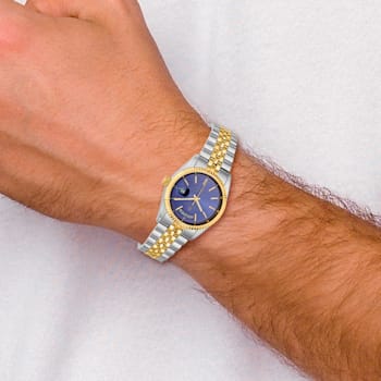 Mens Charles Hubert Two-tone Stainless Steel Blue Dial Watch