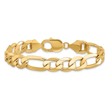 14K Yellow Gold 10mm Flat Figaro Chain Bracelet