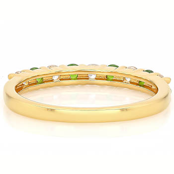 Chrome Diopside And White Zircon Band Ring In 18K Gold Over Sterling
Silver 0.68ctw