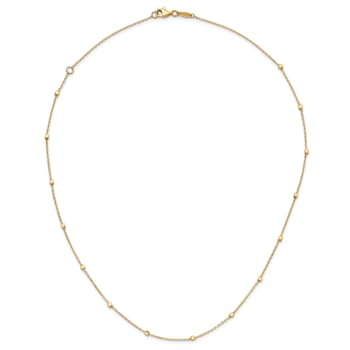 14K Yellow Gold Polished Cube Stations with 2-inch Ext. Necklace