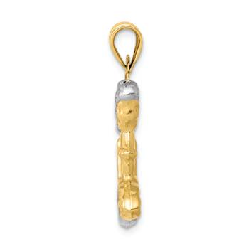 14k Two-tone Gold 3D Mermaid Pendant