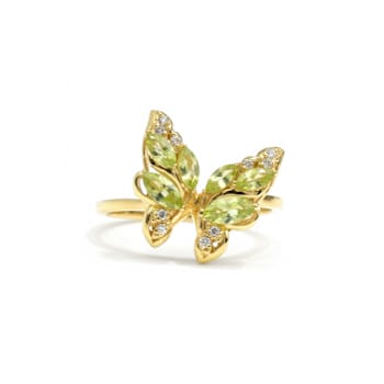 Peridot White Topaz 14K Yellow Gold Over Sterling Silver Ring