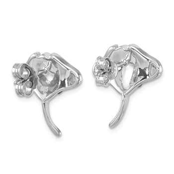 Rhodium Over Sterling Silver Polished Blue Crystal Sting Ray Post Earrings