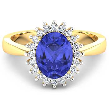 1.28ctw Violet Tanzanite and Diamond 14K Yellow Gold Halo Ring