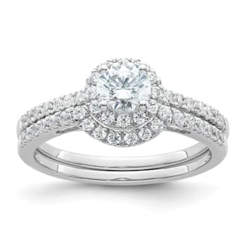 Rhodium Over 14K White Gold Eternal Promise Lab Grown Diamond Halo
Complete Ring 0.76ctw
