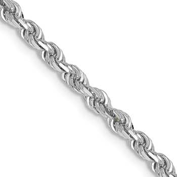 Rhodium Over 14k White Gold 3mm Solid Diamond-cut Quadruple Rope 20 Inch Chain