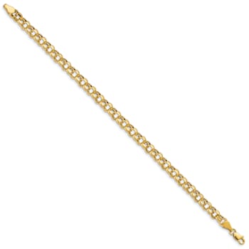 14k Yellow Gold 5mm Diamond-Cut Double Link Bracelet