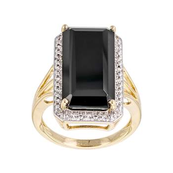 Black Spinel Cocktail Ring In 18K Gold Over Sterling Silver 11.24ctw