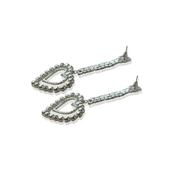 Off Park® Collection, Silver Crystal Double Heart Drop Earring.