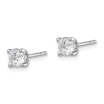 Rhodium Over 14K White Gold Lab Grown Diamond SI1/SI2, G H I, Post Earrings