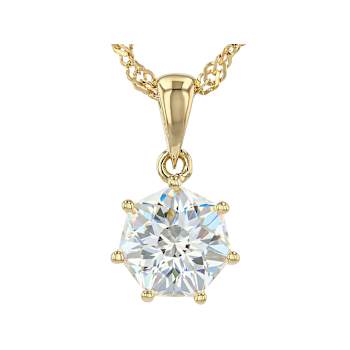 Diamond Simulant Heptagon Pendant Necklace In 18K Gold Over Sterling
Silver 2.51ct