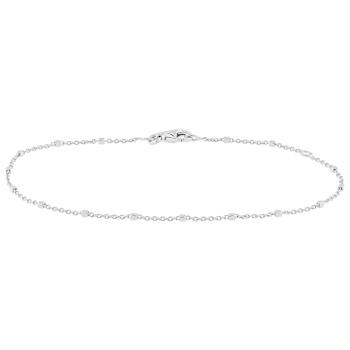 Square Bead Station Bracelet In Sterling Silver