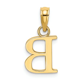 14k Yellow Gold Polished Block Letter B Initial Pendant