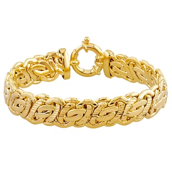 Flat Byzantine Link Bracelet In 18K Gold Over Bronze