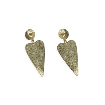 Off Park® Collection, Gold Tone Heart Shape Fushia Crystal Drop Dangle Earring