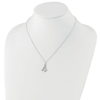 Sterling Silver Polished Christmas Tree Necklace