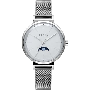Obaku Women's Maane White Dial Stainless Steel Mesh Band Watch