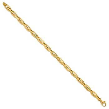 14K Yellow Gold Polished Fancy Long Cable Link Men's 8.25-inch Bracelet