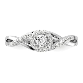 Rhodium Over 14K White Gold Lab Grown Diamond Complete Halo Engagement
Ring 0.282ctw