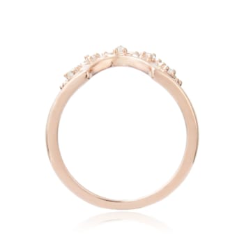White Sapphire 14K Rose Gold Over Sterling Silver Crown Design Ring
Guard, 0.10ctw