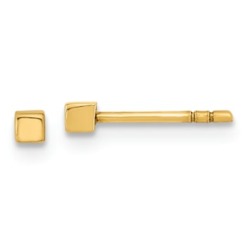 14k Yellow Gold Polished 2mm Cube Stud Earrings