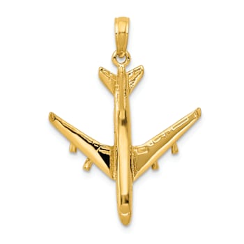 14k Yellow Gold 3D Jet Pendant