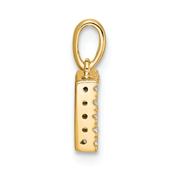 14K Yellow Gold Diamond Letter F Initial with Bail Pendant