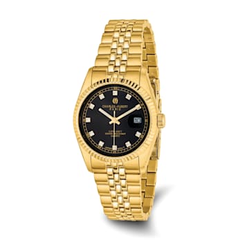 Mens Charles Hubert IP-plated Stainless Steel Black Dial Watch