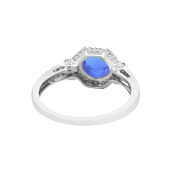 14K White Gold Round Tanzanite and Diamond Ring, 1.41ctw