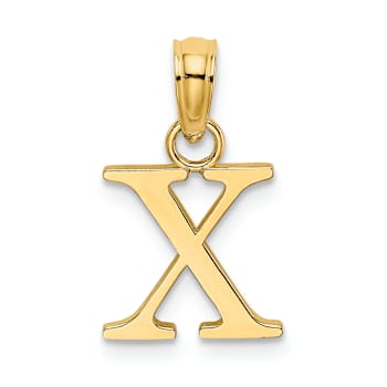 14k Yellow Gold Polished Block Letter X Initial Pendant