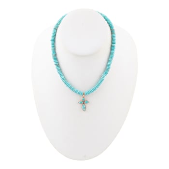 Barse Magnesite Cross Pendant Necklace In Bronze