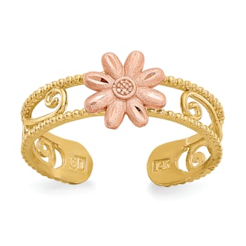 14K Two-tone Flower Toe Ring
