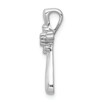 Rhodium Over 14K White Gold 1/20ct. 5-Stone Diamond Cross Chain Slide