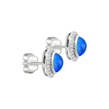 14K White Gold Round Tanzanite and Diamond Earrings 3.28ctw