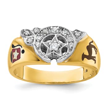 10K Two-tone Yellow and White Gold Men's Enamel and Diamond Masonic
Shriner's Ring 0.152ctw