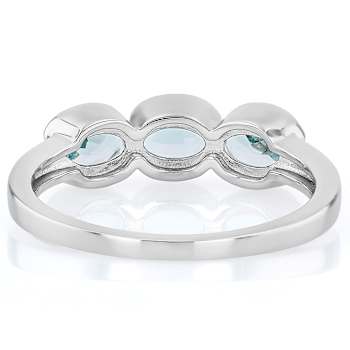 Sky Blue Topaz Three-Stone Ring In Platinum Over Sterling Silver