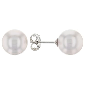 8-9mm Cultured Akoya Pearl Stud Earrings in Sterling Silver
