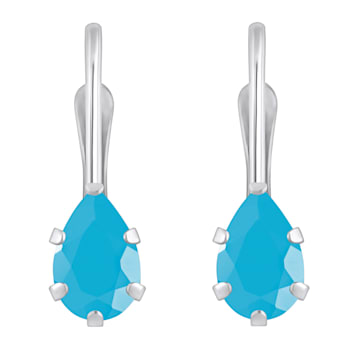 6x4mm Pear Shape Turquoise Rhodium Over 10k White Gold Drop Earrings