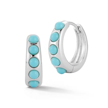 Rachel Zoe Lab-Created Turquoise Graduated Hoop Earrings in Rhodium Over
Sterling Silver