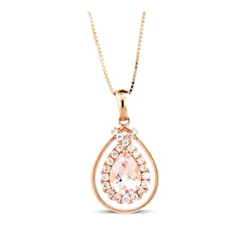 0.76ctw Morganite and Diamond Pendant in 14k Rose Gold