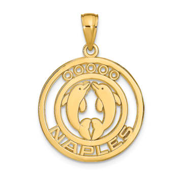 14k Yellow Gold NAPLES Dolphins Pendant