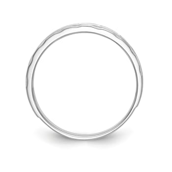 Rhodium Over 14K White Gold AA Quality Trio Ladies Wedding Band 0.09ctw