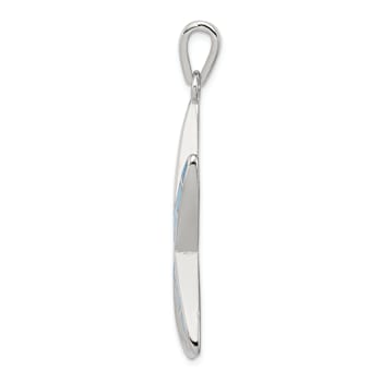Rhodium Over Sterling Silver Blue Inlay Lab Created Opal Starfish Pendant