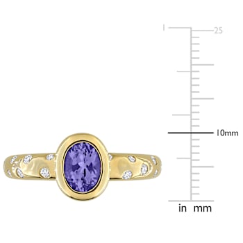 Tanzanite and Diamond 10K Yellow Gold Ring 0.97ctw
