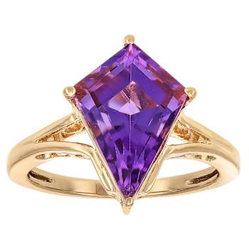 Amethyst Kite Solitaire Ring In 18K Gold Over Sterling Silver 2.65ct